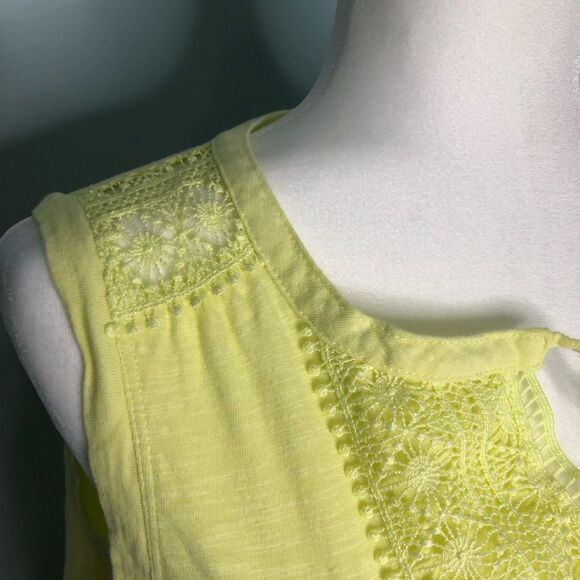 Rafaella Women Top Sz L Pale Lime Yellow Shirt Lace Sleeveless - Picture 6 of 7